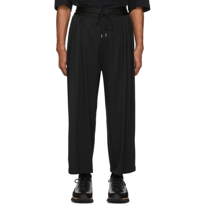 Sasquatchfabrix. Black Wool Wide-Leg Trousers Sasquatchfabrix