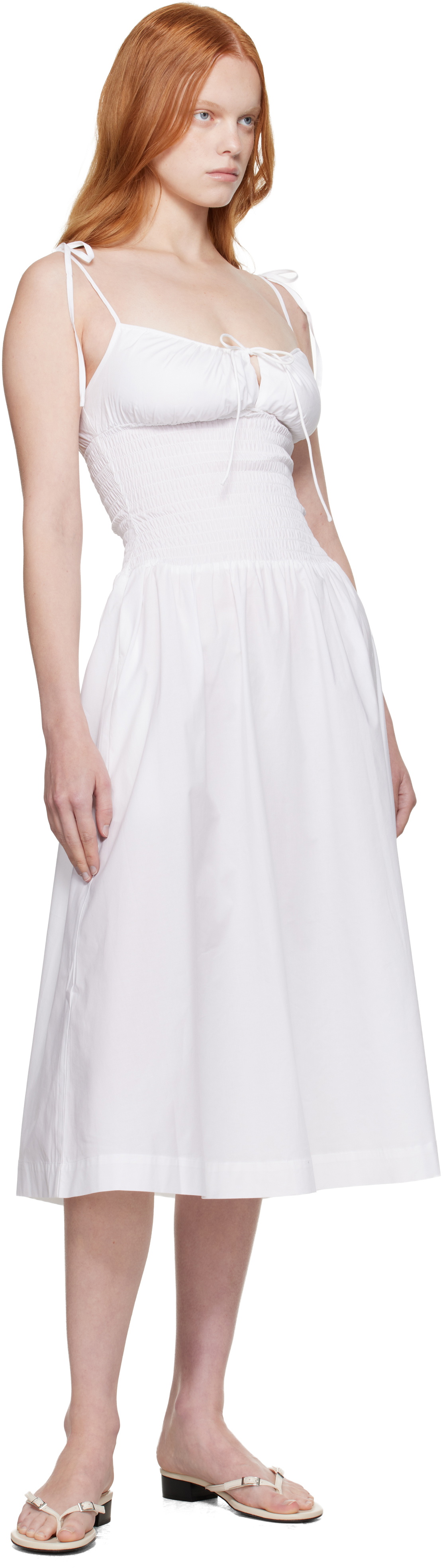 GUIZIO White Lura Midi Dress