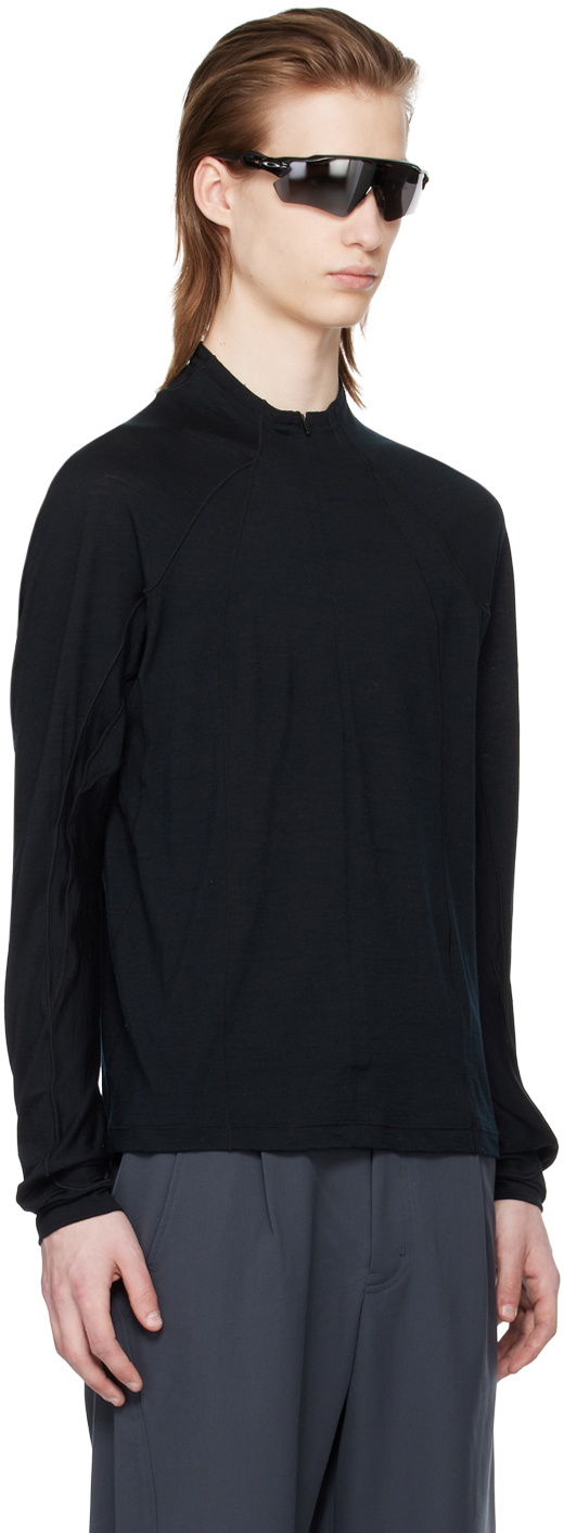 Goldwin 0 Black Half-Zip Long Sleeve T-Shirt