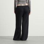 TALA Women's Soft Linen Drawstring Trousers in Shadow Black