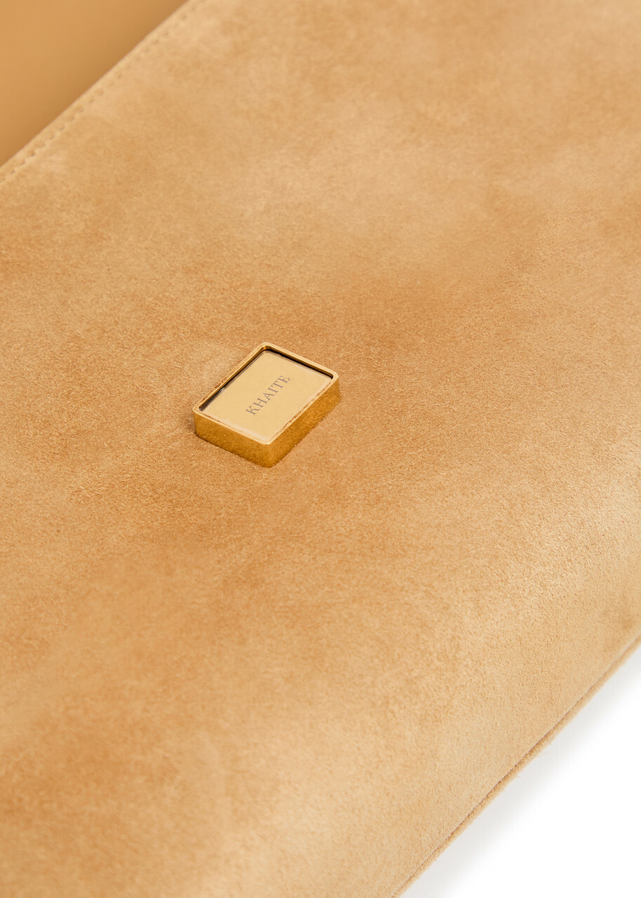 Khaite Audrey Suede Clutch - Camel - One Size
