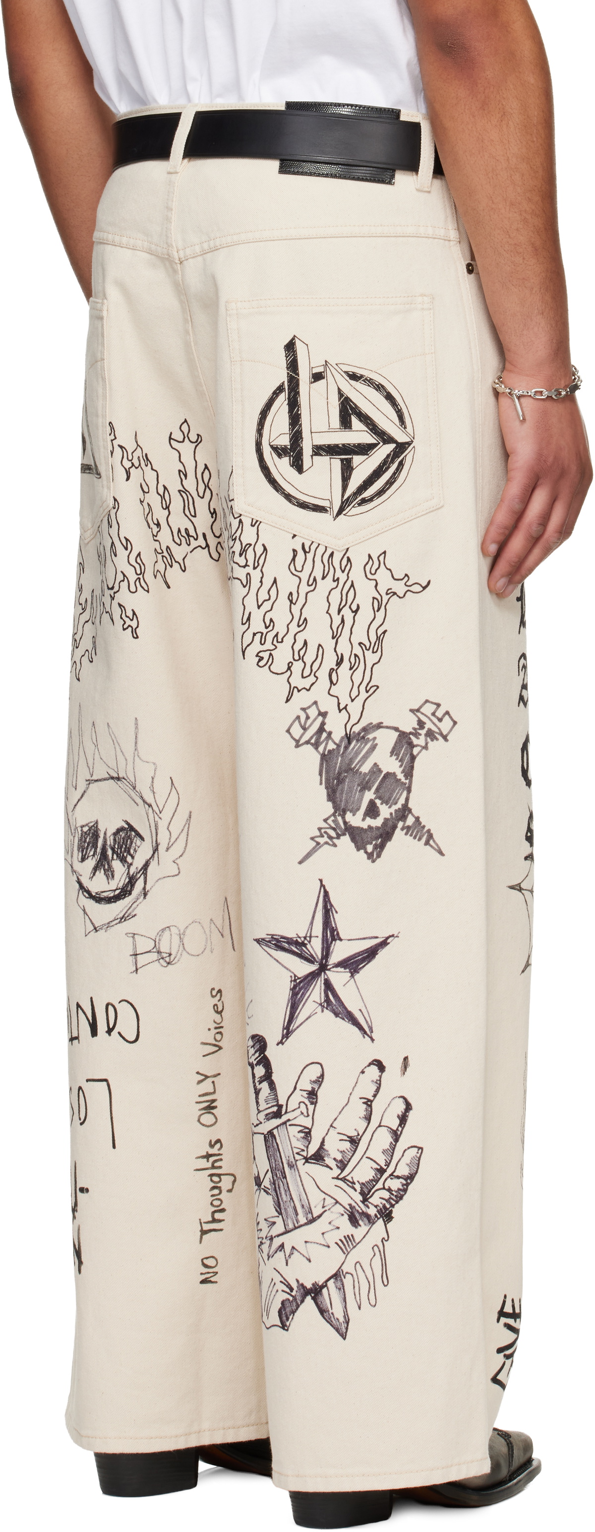 LU'U DAN Off-White Blue Collar Jeans