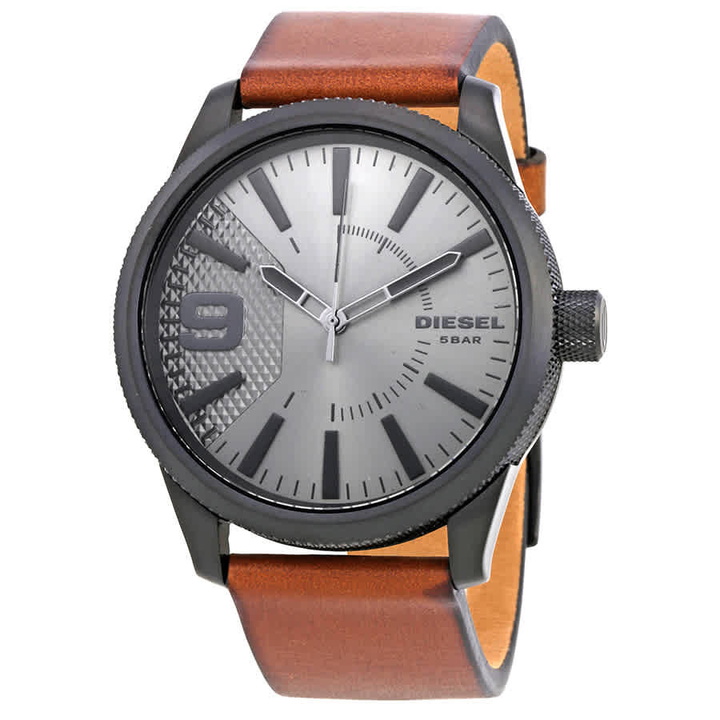 Photo: Diesel Rasp Grey Dial Brown Leather Mens Watch DZ1764