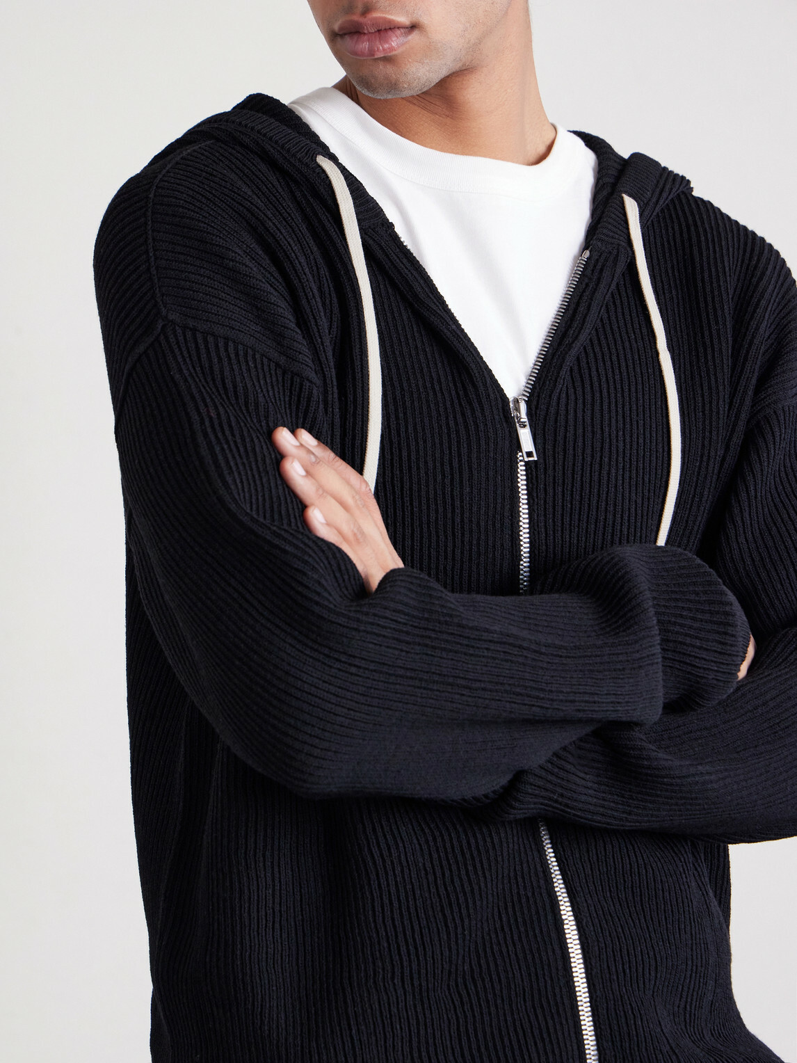 Rick Owens - Ribbed Virgin Wool Zip-Up Hoodie - Black