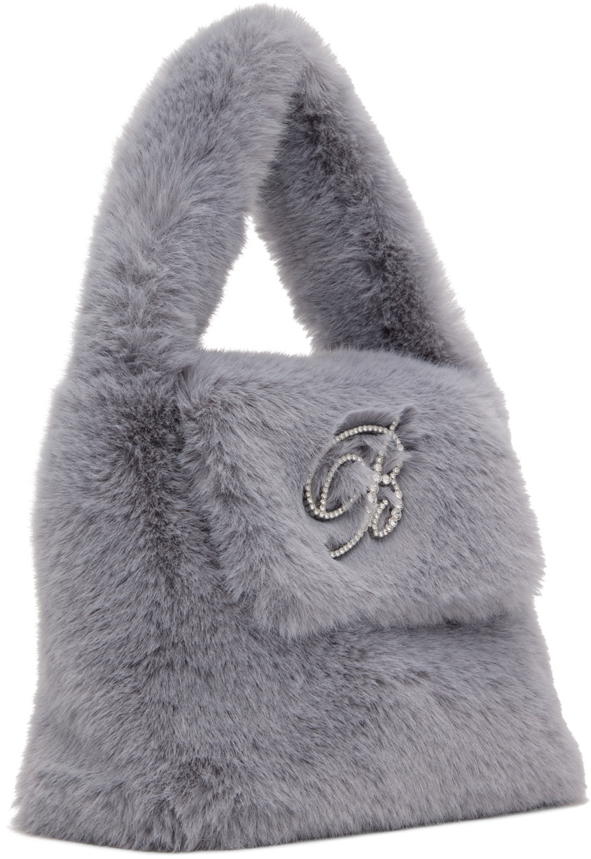 Blumarine Gray Faux-Fur Bag Blumarine