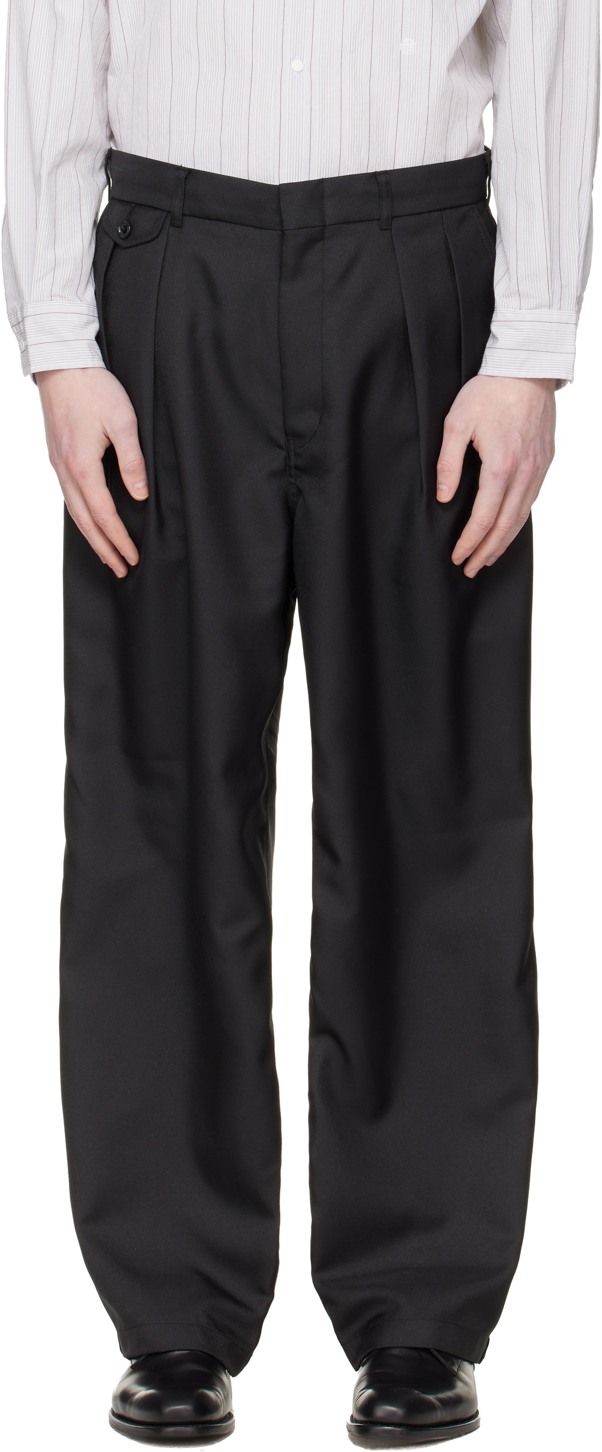 nanamica Black Polyester Twill Club Trousers