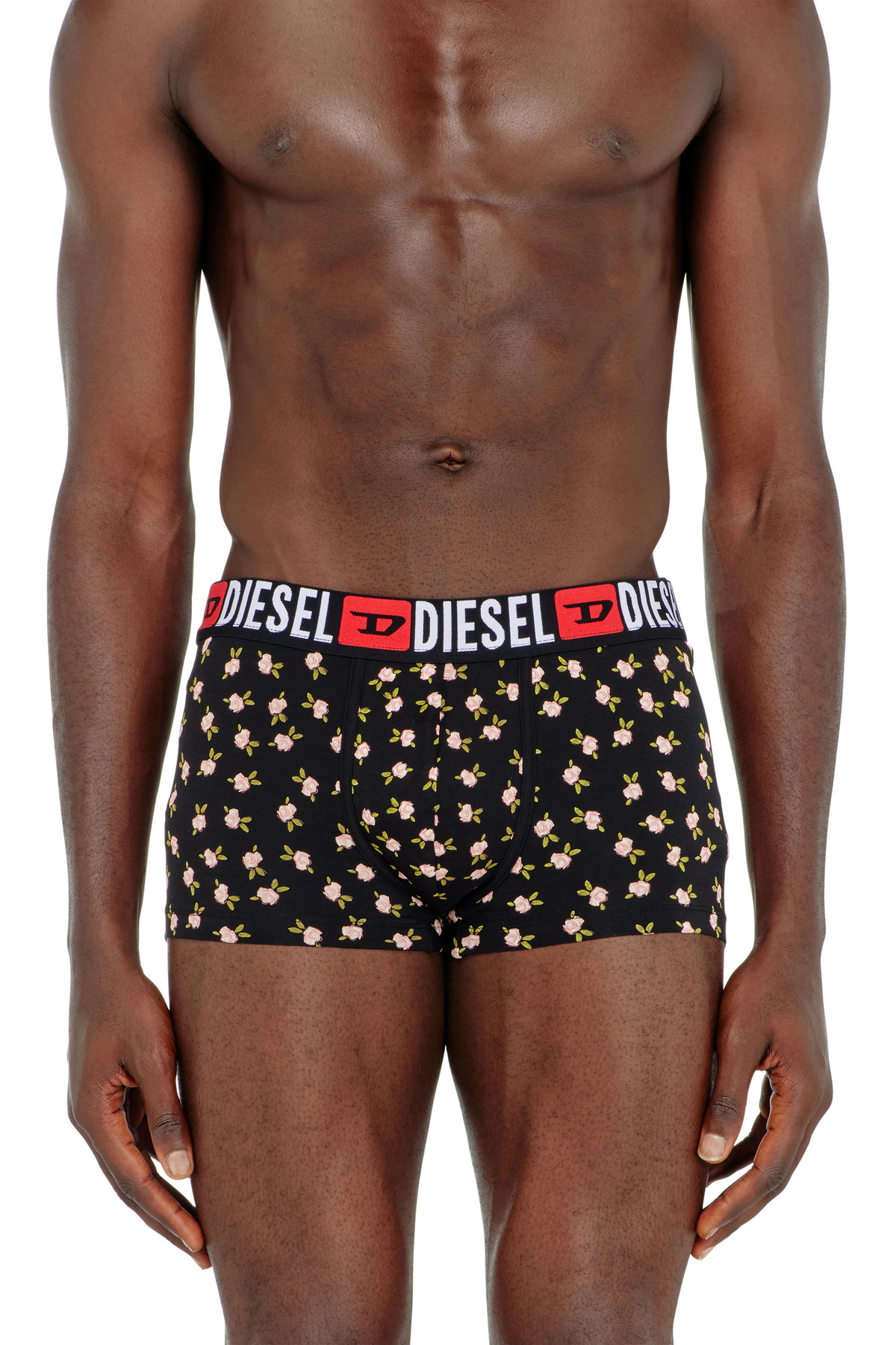 Diesel Three-pack of stretch cotton trunks with floral print - Trunks Mens in Black