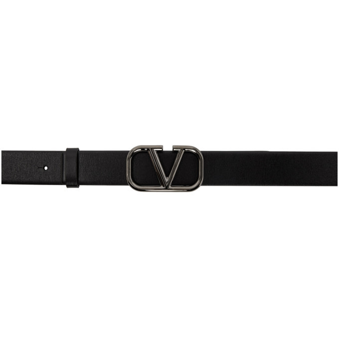 Photo: Valentino Black Valentino Garavani VLogo Buckle Belt