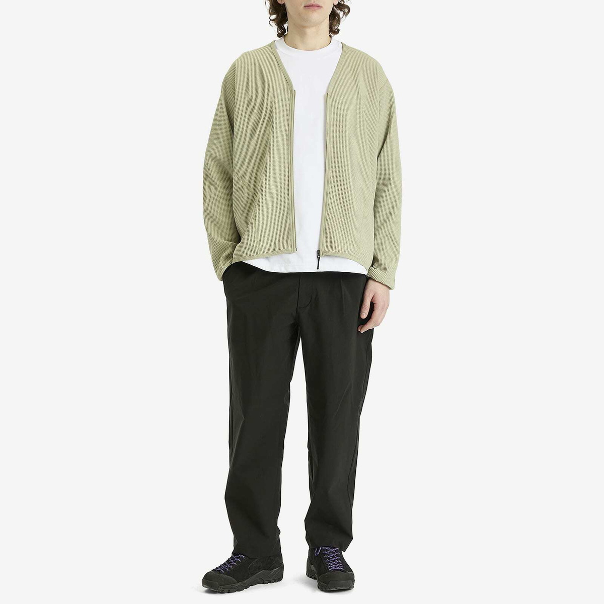 Goldwin Men's Waffle Light Cardigan in Oak Beige