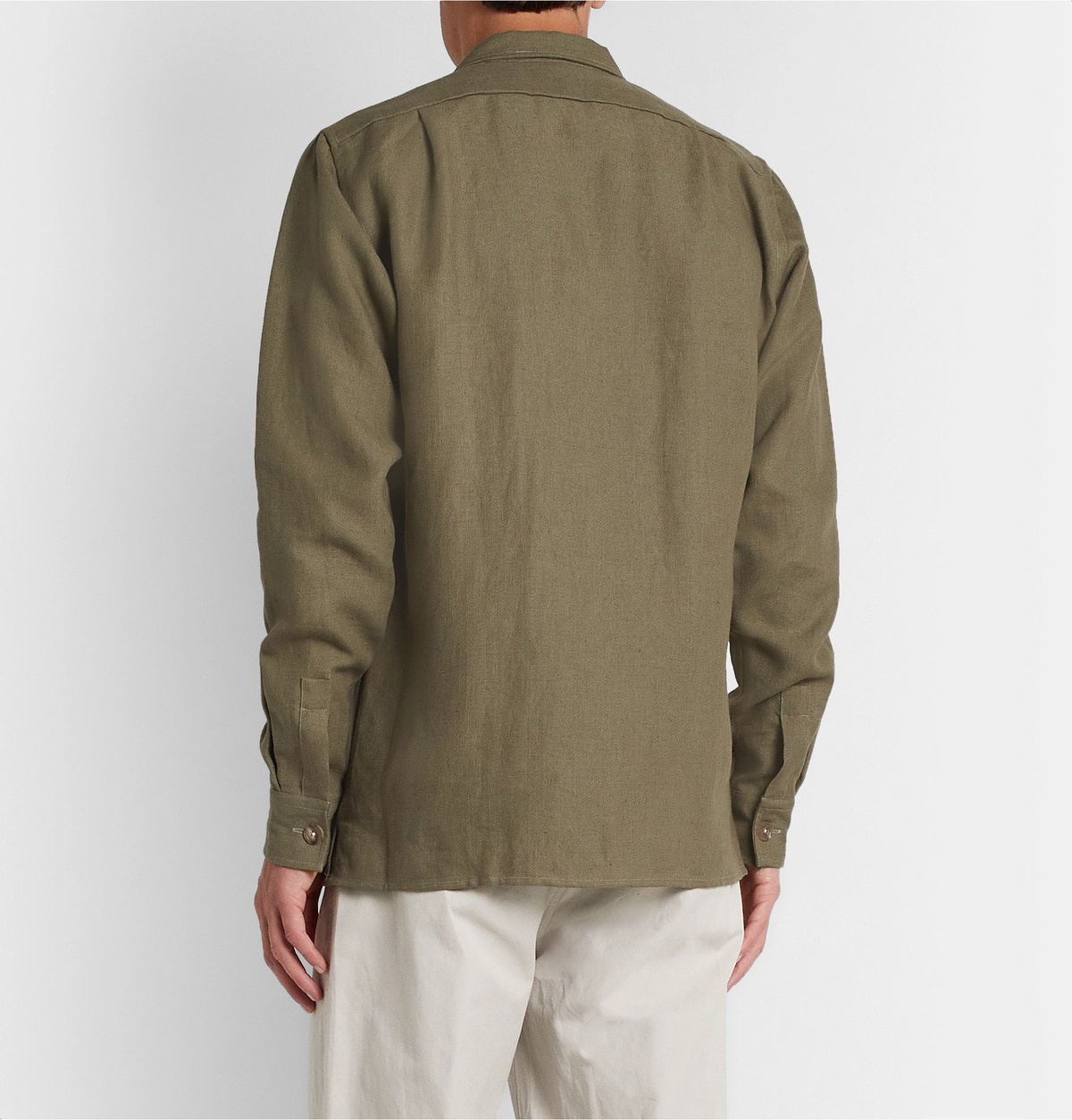 DRAKE'S - Slub Linen Overshirt - Green Drake's