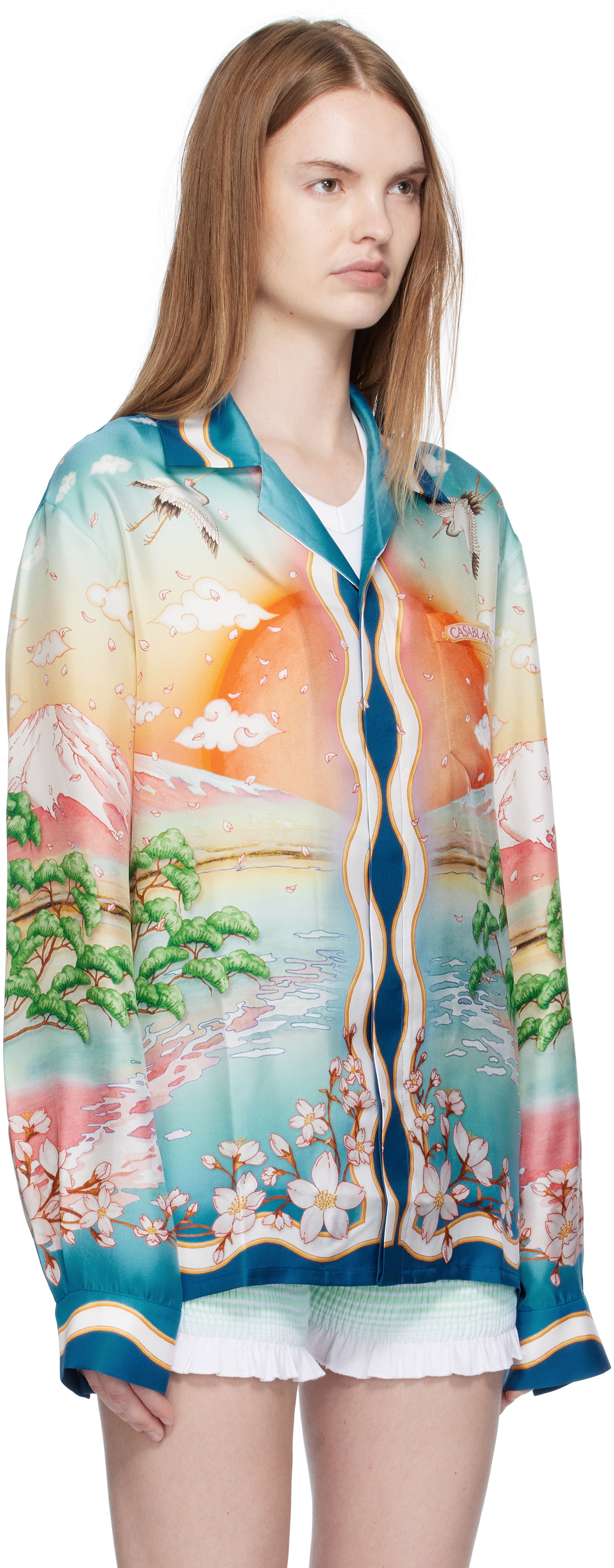 Casablanca Multicolor 'Tennis Club' Silk Long Sleeve Shirt