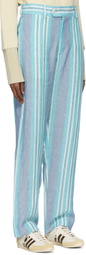Nicholas Daley Blue Linen Trousers