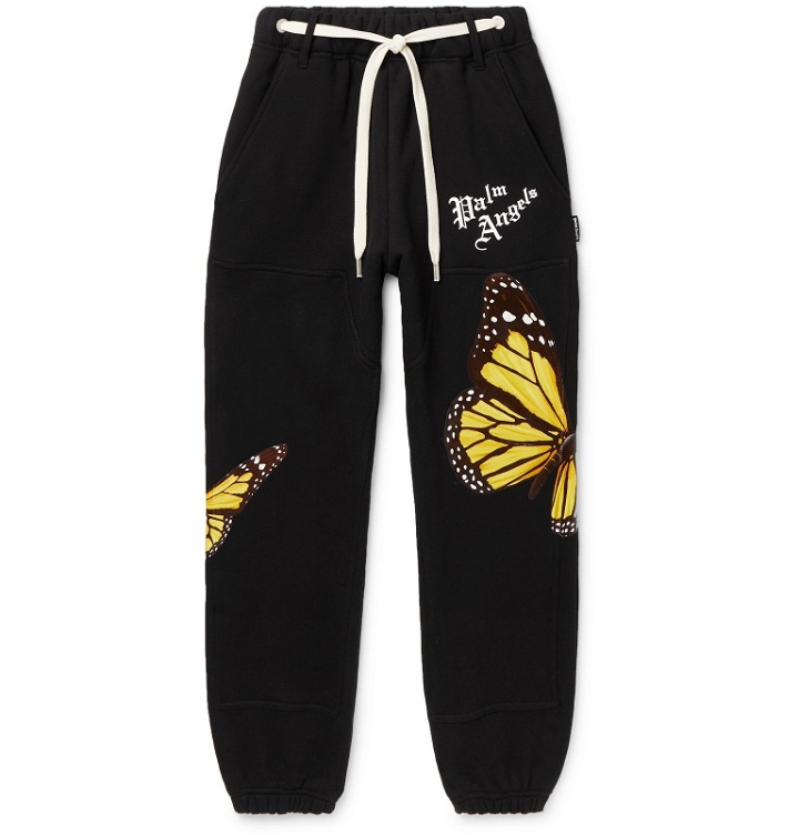 Photo: Palm Angels - Tapered Printed Cotton-Jersey Sweatpants - Black
