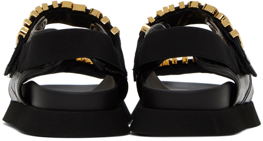 サンダル MOSCHINO COUTURE Men Sandals Black MB10162G0M GA0 Moschino Black 'Couture' Sandals Moschino