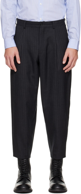 Photo: Comme des Garçons Homme Deux Gray Serge Pinstripe Trousers