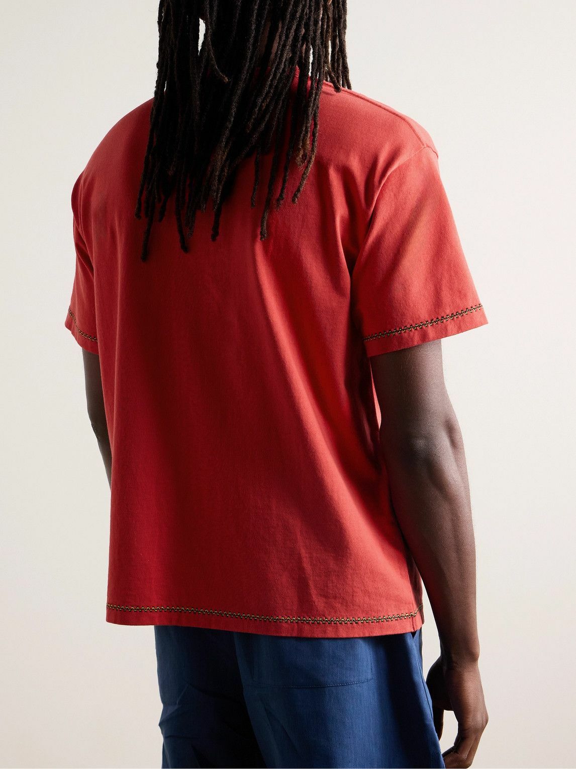 BODE - Twin Parakeet Logo-Embroidered Cotton-Jersey T-Shirt