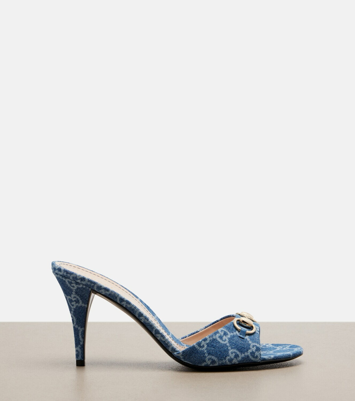 Gucci Erin Horsebit GG denim mules