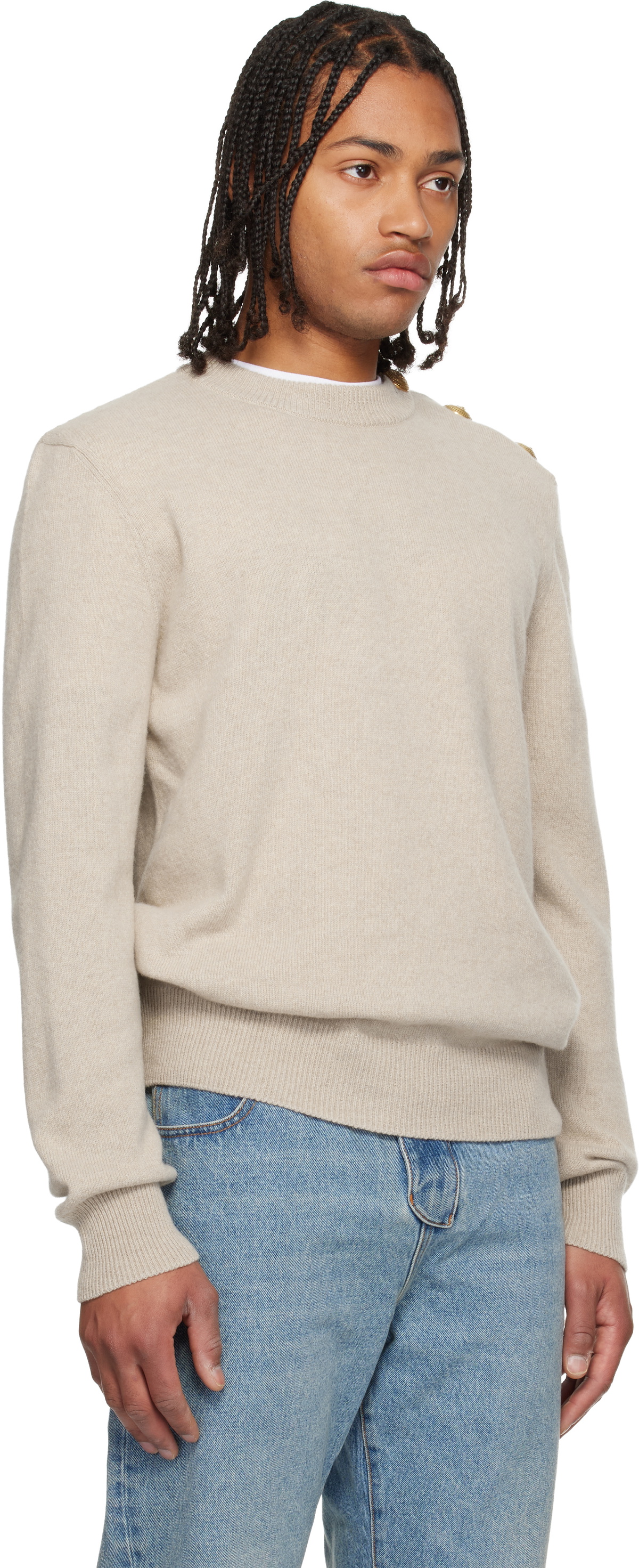 Balmain Beige Eco-Cashmere Sweater