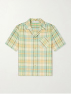 God's True Cashmere - Convertible-Collar Checked Linen Shirt - Green