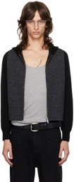 Fax Copy Express Black Cropped 'Great Tit' Hoodie