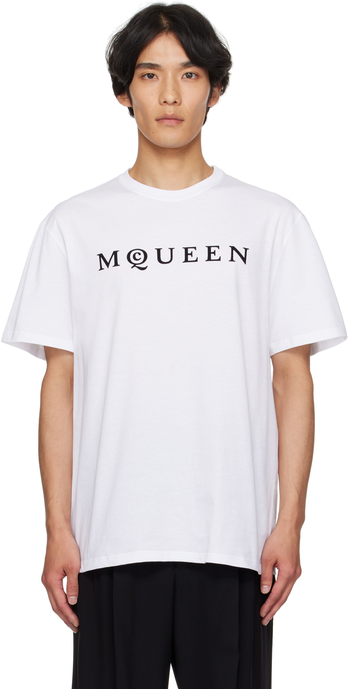 Alexander McQueen Men's Printed Orchid Shirt in White/Black