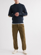 Anonymous ism - Slim-Fit Vegan Suede-Trimmed Donegal Wool-Blend Sweater - Blue