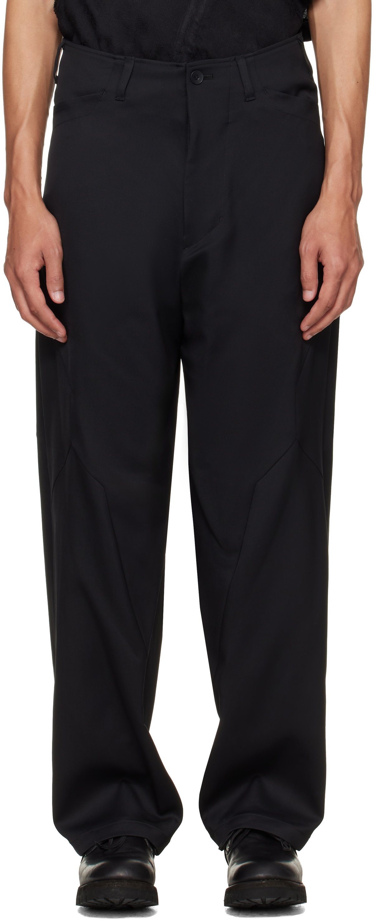 Julius Black Cropped Low Crotch Trousers Julius