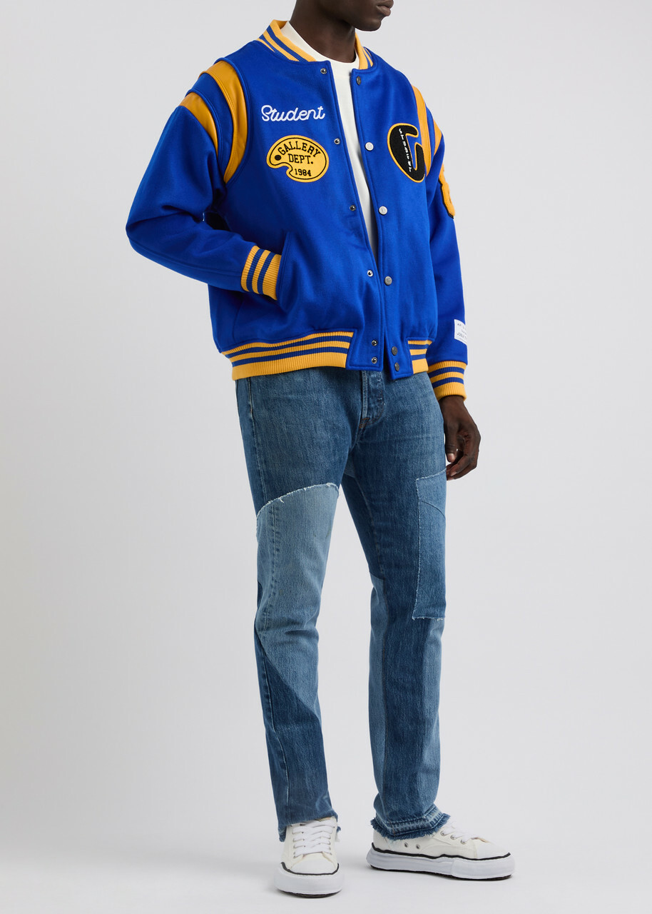 Gallery Dept. Logo Panelled Wool-blend Varsity Jacket Blue