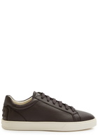 Tods Pebbled Leather Sneakers Brown
