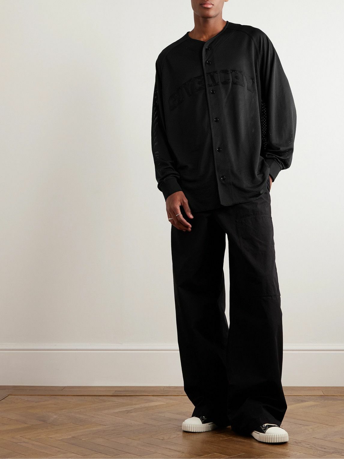 Givenchy - Logo-Embroidered Mesh Shirt - Black