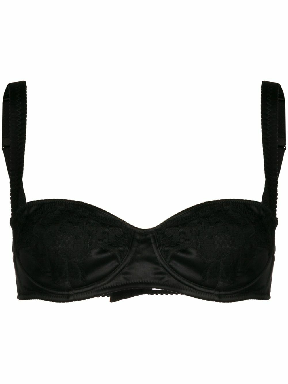 DOLCE & GABBANA triangle satin and lace bra Black Dolce