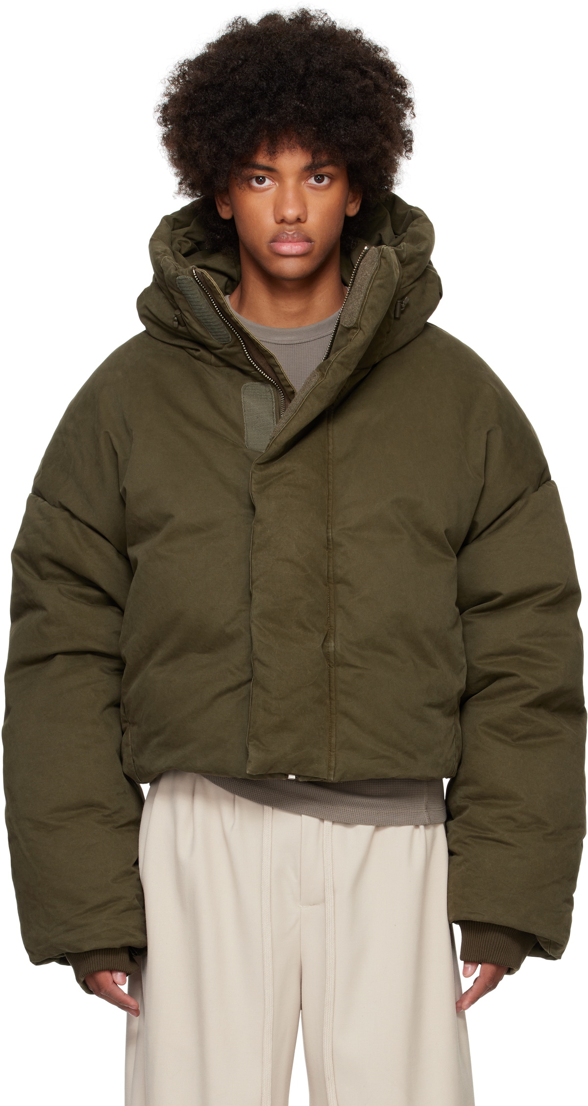 Entire Studios Khaki MML Hooded Puffer Down Jacket Entire Studios