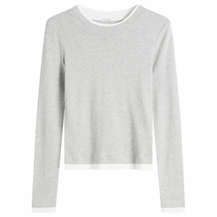 Photo: ST. Agni Women's Organic Cotton Layered Long Sleeve Top in Grey Marle