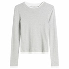 ST. Agni Women's Organic Cotton Layered Long Sleeve Top in Grey Marle
