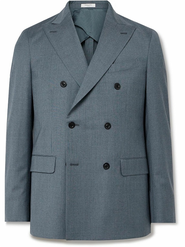 Photo: Boglioli - K-Jacket Slim-Fit Double-Breasted Unstructured Virgin Wool Suit Jacket - Blue