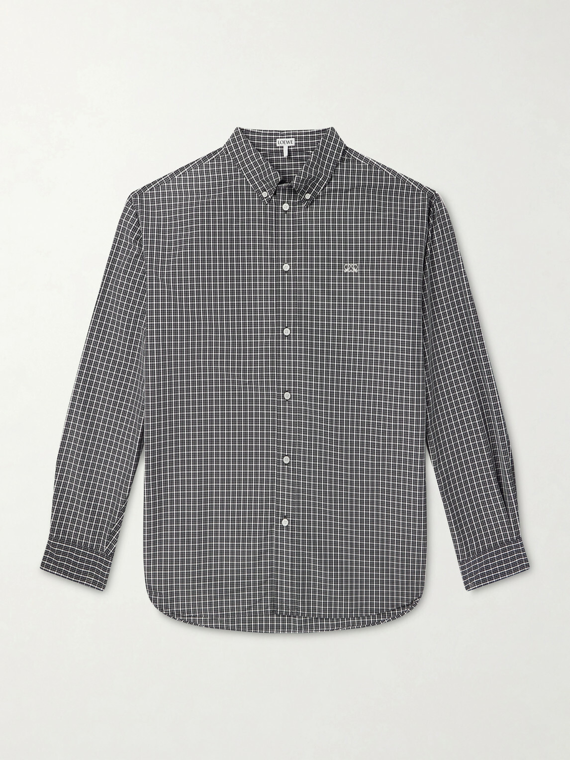 LOEWE - Loewe Logo-Embroidered Checked Shirt - Gray