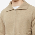 FrizmWORKS Men's Wool Collar Zip Up Knit Cardigan in Oatmeal