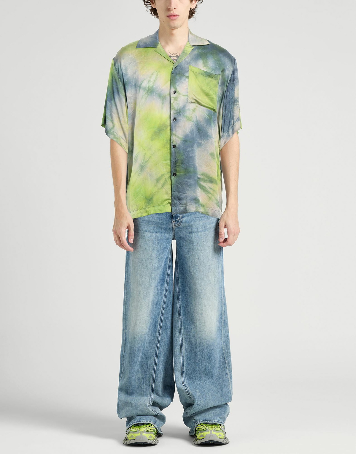 Msgm Mens Shirt Lime in Green