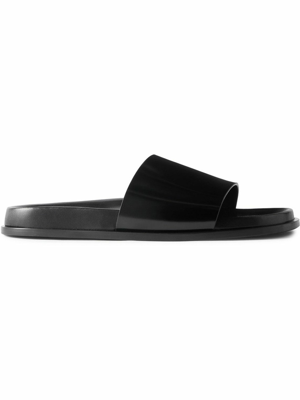 Photo: SAINT LAURENT - Nichols Leather Slides - Black