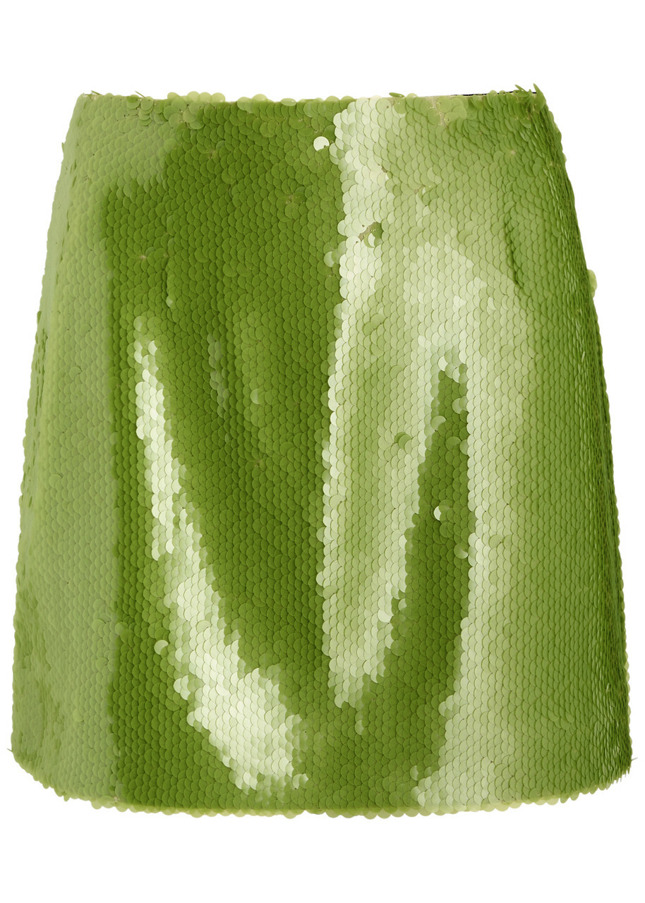 16 Arlington Este Sequin-embellished Mini Skirt Lime