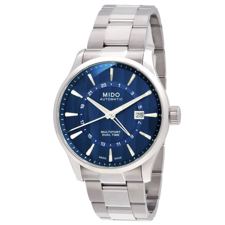 Photo: Mido Multifort Dual Time Automatic Blue Dial Watch M0384291104100