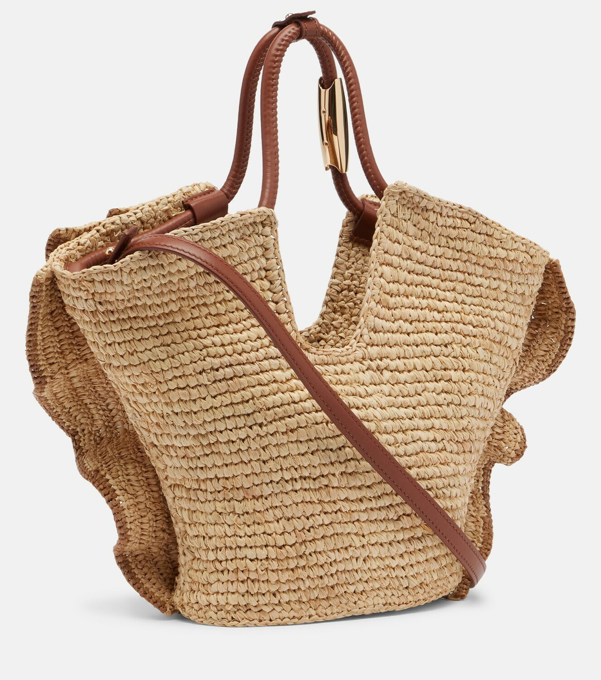 Zimmermann Goldentime Small raffia shoulder bag