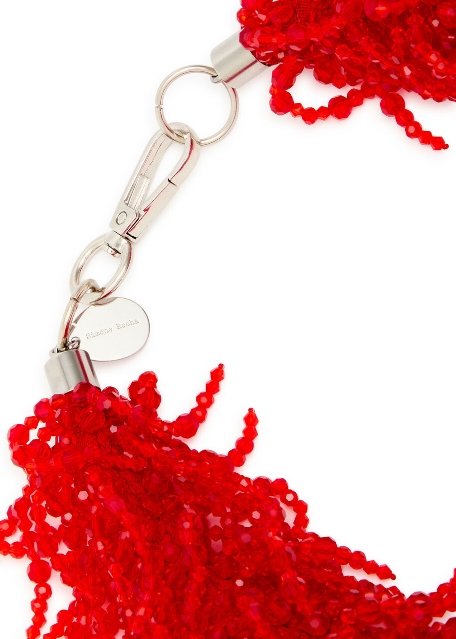 Simone Rocha Cascading Crystal Tassle Necklace - Red - One Size