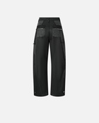 Pinko P Pants In Black Denim And Satin With Zip Limo Black