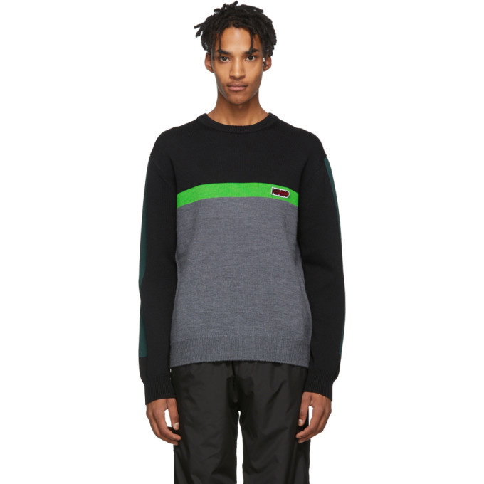 Photo: Kenzo Black and Green Colorblock Sweater