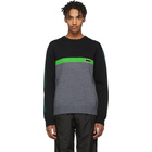 Kenzo Black and Green Colorblock Sweater