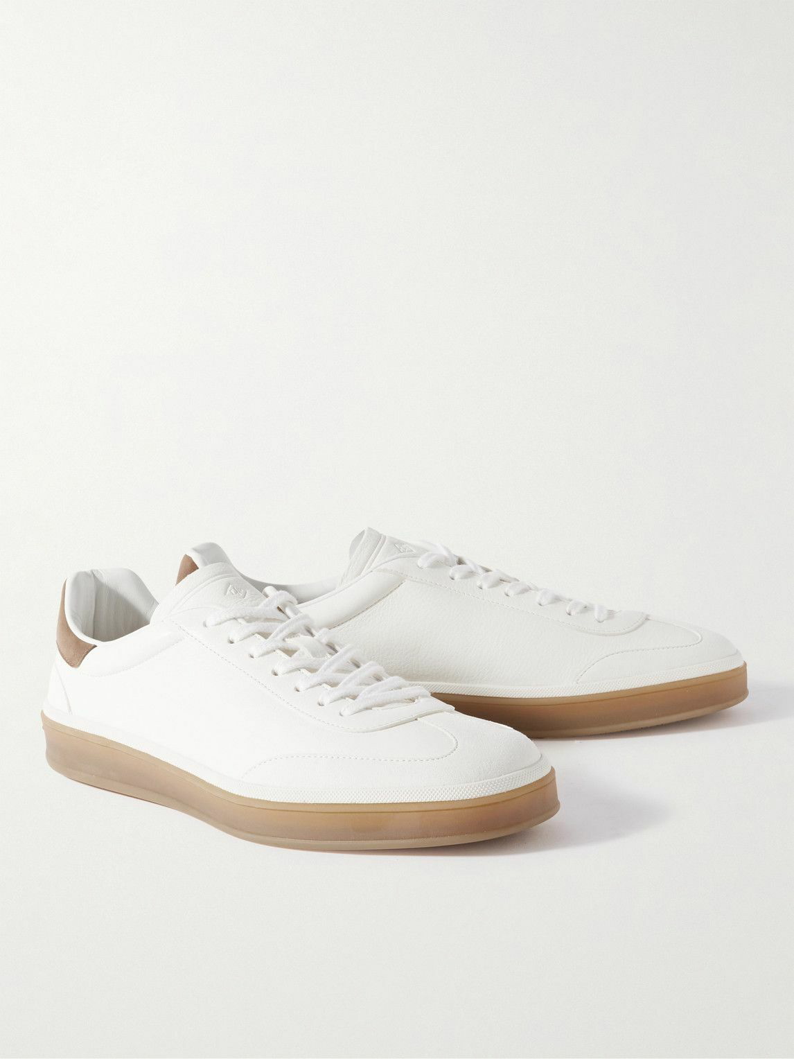 Loro Piana - Tennis Walk Suede-Trimmed Leather Sneakers - Neutrals Loro ...