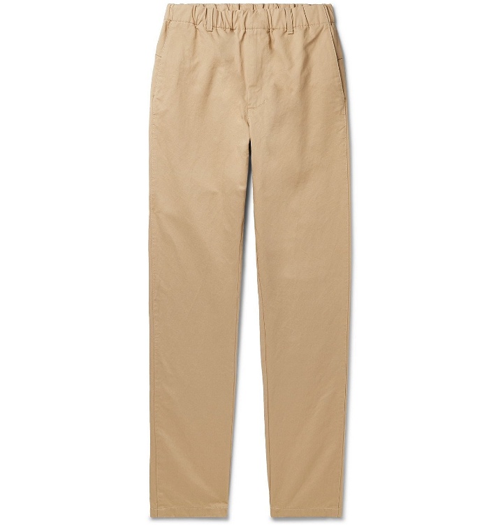 Photo: Aspesi - Tapered Cotton and Linen-Blend Twill Trousers - Neutrals