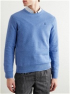 Polo Ralph Lauren - Slim-Fit Logo-Embroidered Honeycomb-Knit Cotton Sweater - Blue