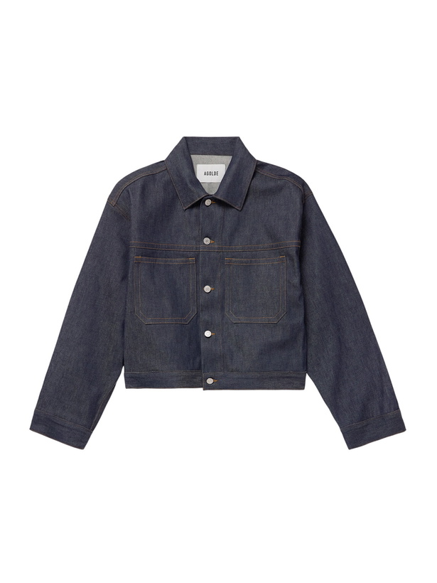 Photo: AGOLDE - Blaze Oversized Cropped Denim Jacket - Blue
